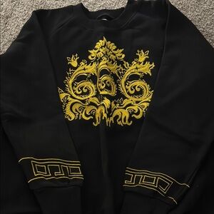 Black and Gold Embroidered Crewneck Sweater By UNIF